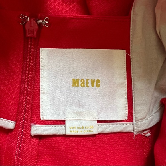 Anthropologie NWT Maeve Alexia anthropologie Red Bow Cut Out Back Dress 4 S - Picture 6 of 7